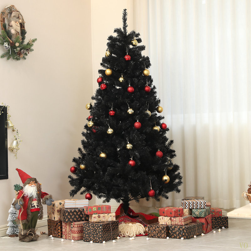 Arbre de Noël artificiel de 6 pi de hauteur, arbre de Noël non éclairé avec 1000 pointes de branches, ouverture automatique, base en acier, décoration des Fêtes pour le bureau personnel