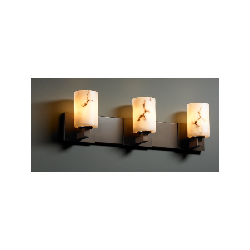 Éclairage modulaire pour meuble-lavabo 3 lumières LumenAria, Bronze foncé, Carré avec rebord plat