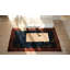 Tapis bleu antique en laine à motif oiseau minimaliste