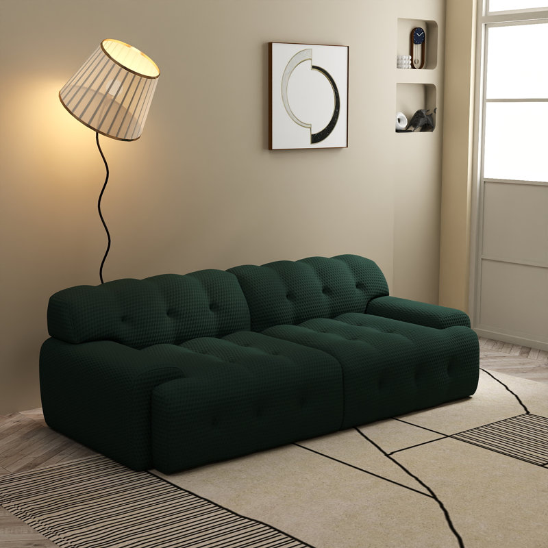 Boneless Bierce Modular Sofa, Green, 27.5”H x 86.6”W x 41.34”D