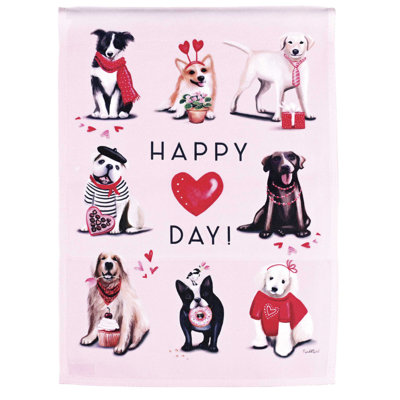 Flag Dogs Happy Valentines Day 13x18