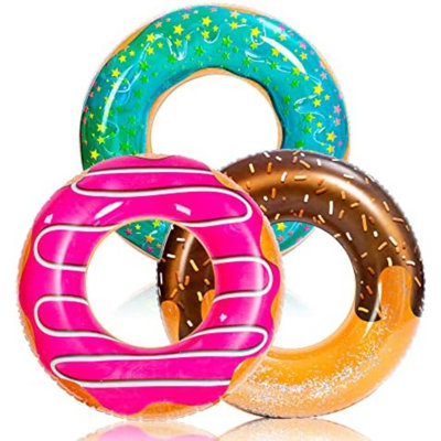 Flotteur de beigne avec paillettes 32,5 po (paquet de 3), jouets rigolos à tube pour articles de fête de piscine et de beigne