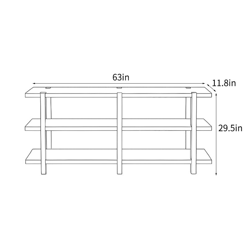 Console de style japonais simple, 29.5" H x 63" W x 11.8" D