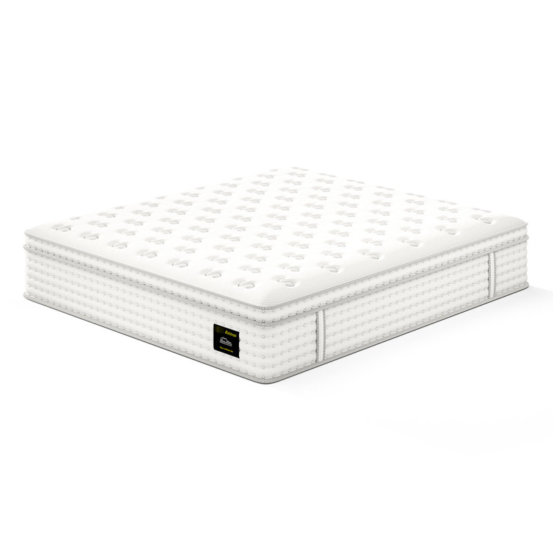 Matelas King Size 14'', fibre de verre, mousse à mémoire de forme et ressorts ensachés pour un confort optimal, réduction des transferts de mouvement et alignement optimal de la colonne vertébrale, roulé et comprimé