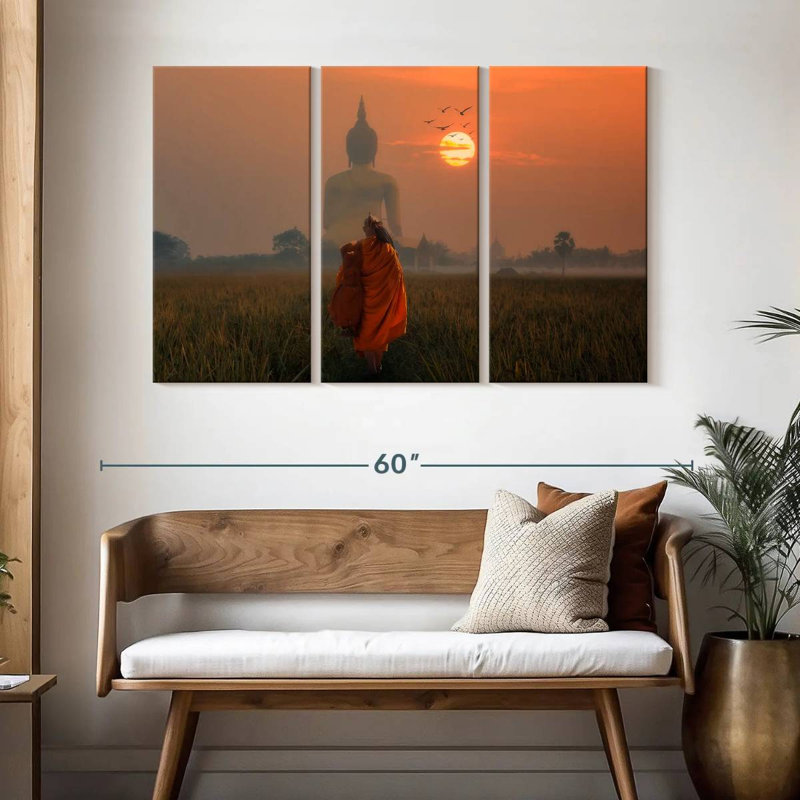 Adella Monk Behind Big Buddha, 32" H x 50" W