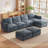 120.1" U-Shaped 7-Seater Modular Sectional Sofa with Storage Ottomans, Blue-176095620