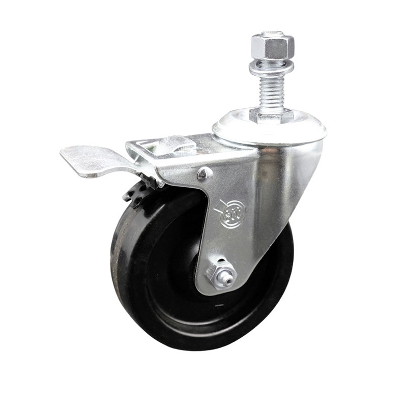 Roulettes à tige filetée pivotante 4 pouces 12mm avec frein Total Lock SCC