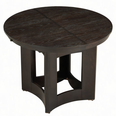 TOPMAX Farmhouse Extendable Round Dining Table with 16inch Removable Leaf for Small Places