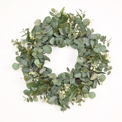 Décoration de porte 24 po à motif de courge d'eucalyptus mélangé 24 po