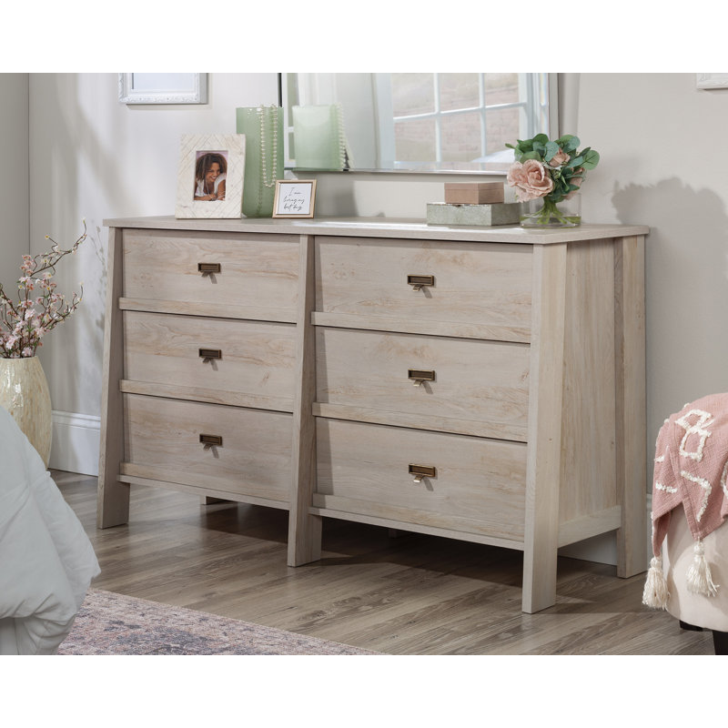 Commode 6 tiroirs Freidin, Marron blanchi