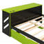Lit de jour en bois pleine grandeur avec lit gigogne simple, bureau et USB, vert
