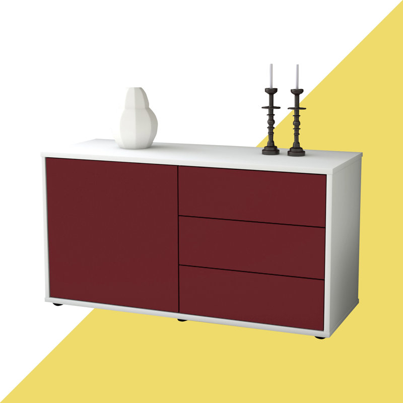 Penny Unfinished TV Stand for TVs up to 40", Red / Matte White