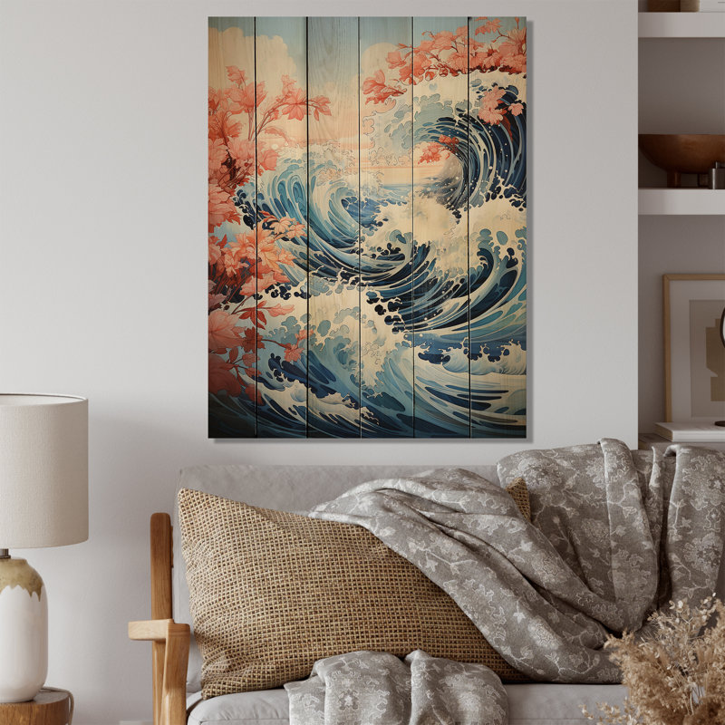 «Japon Waves Of Tranquility I» sur bois, H 40 po x l 30 po x P 0,78 po