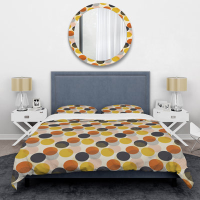Black and Orange Circle Dots Polyester Standard Duvet Cover Set