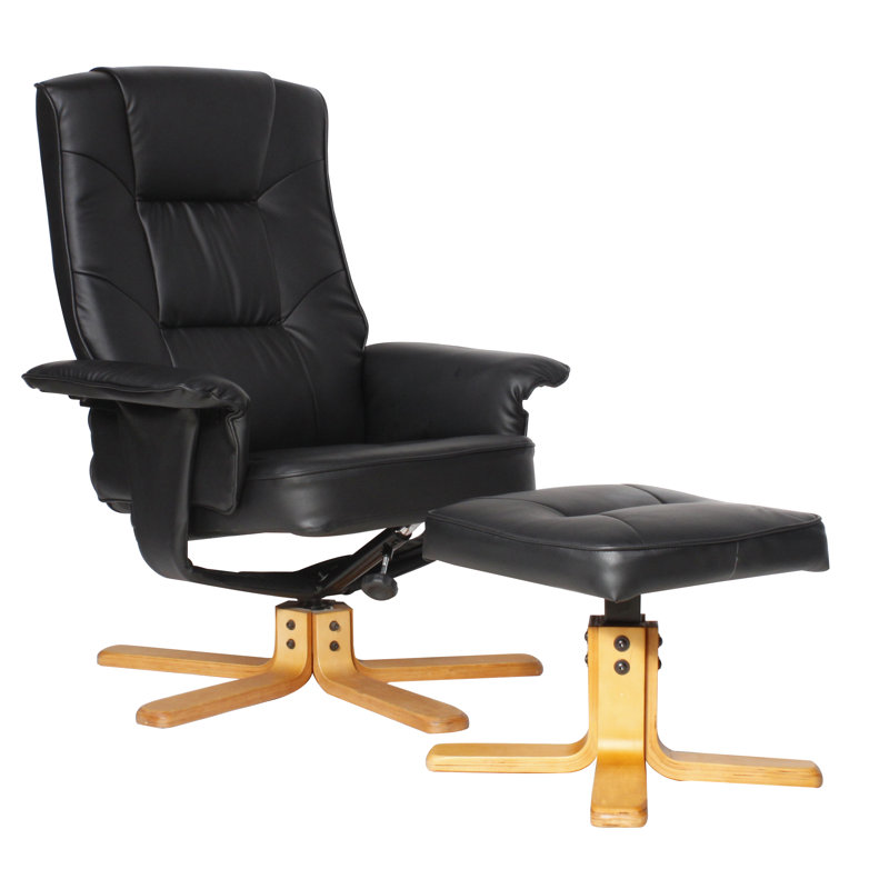 Wattrelos 77cm Wide Swivel Standard Recliner, Black