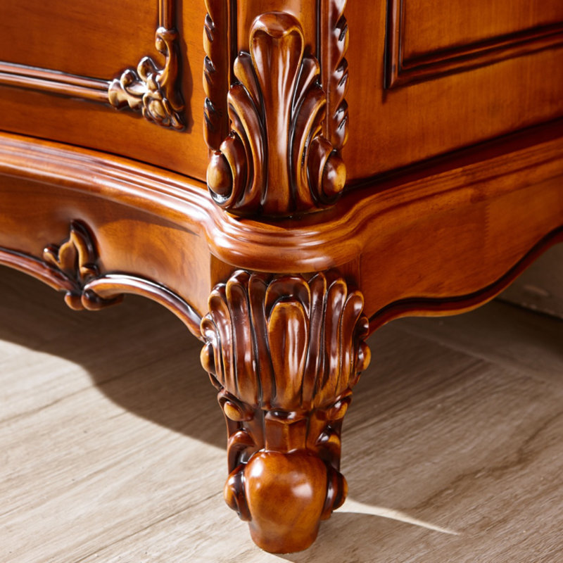 European Style Retro Carved Sideboard, 34.25" H x 55.12" W x 17.72" D