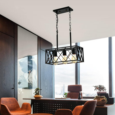 Luminaire suspendu industriel à hauteur réglable pour îlot de cuisine à 3 lumières pour salle à manger, vestibule ou évier