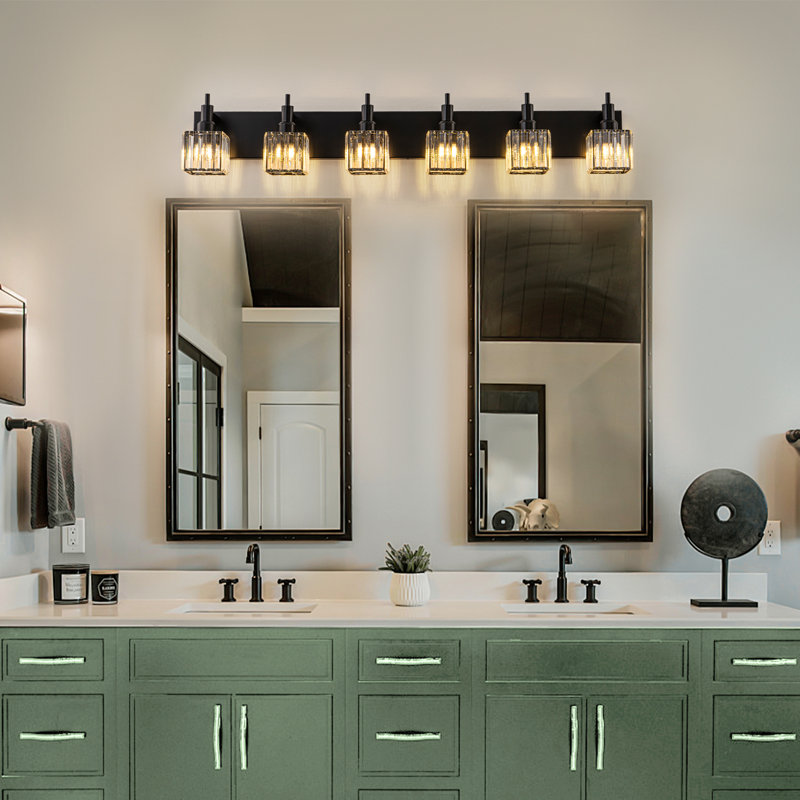 Dimmable Vanity Light, Black, 6 Lights