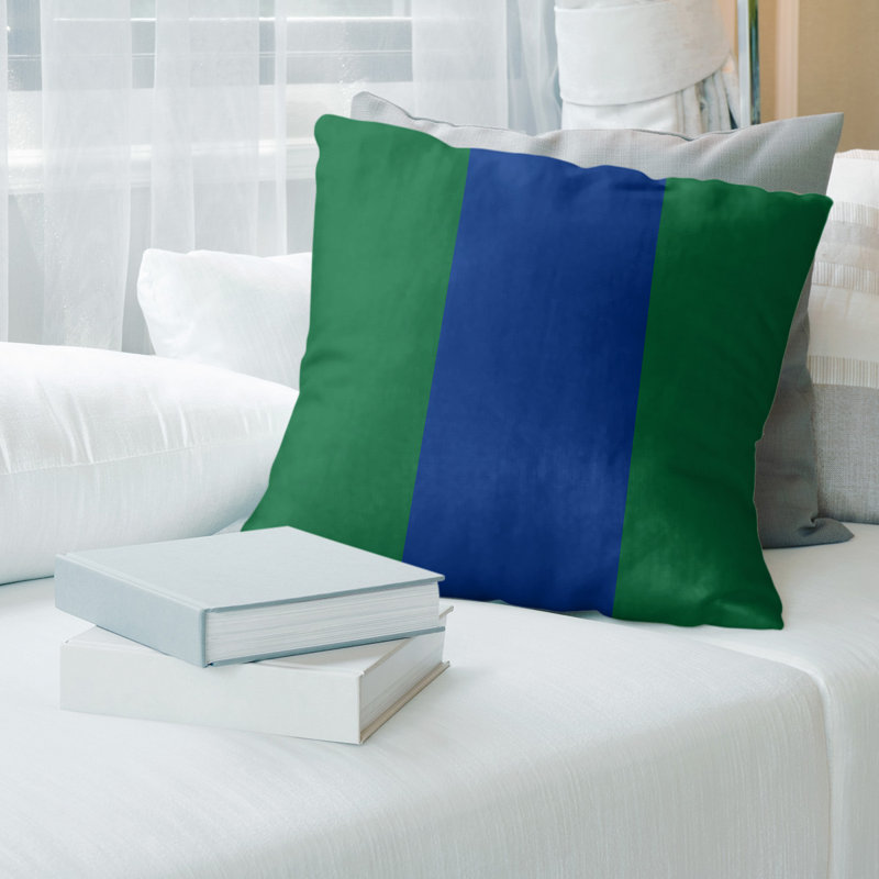 Housse de coussin, 16 po x 1 po, Vert / Bleu, Polyester filé
