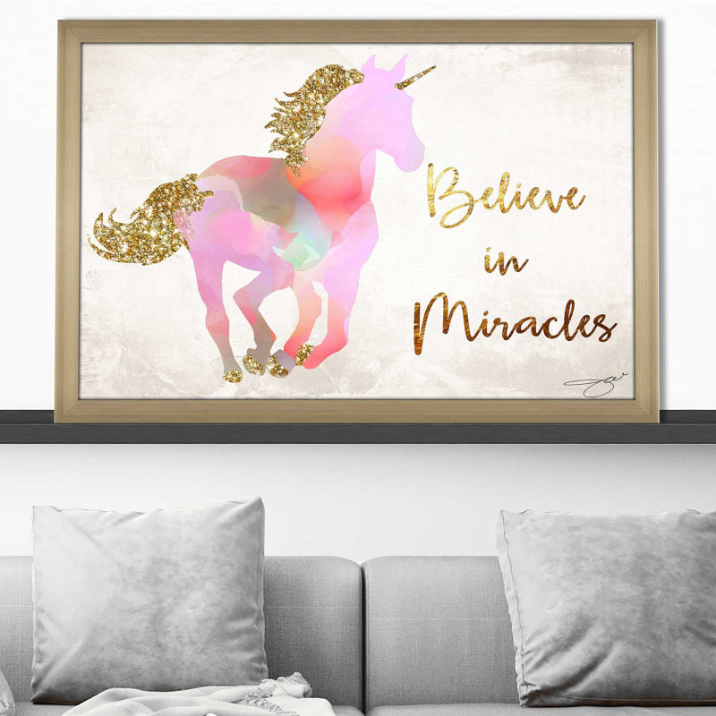«Believe In Miracles (Horizontal)» par Jodi - impression, Encadrement champagne, H 33,5 po x l 49,5 po x P 1 po