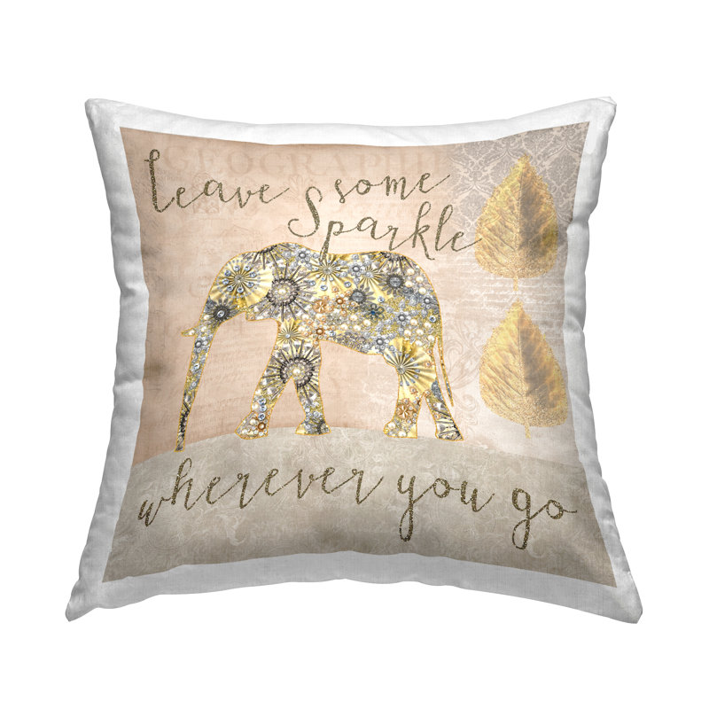 Coussin décoratif imprimé Glam Leaves Sparkle Whereever You Go par Stupell Industries