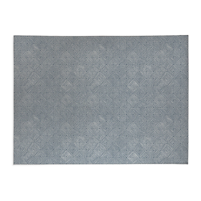 Tapis de bureau léger Ikat, L 7 pi x L 5 pi, Bleu