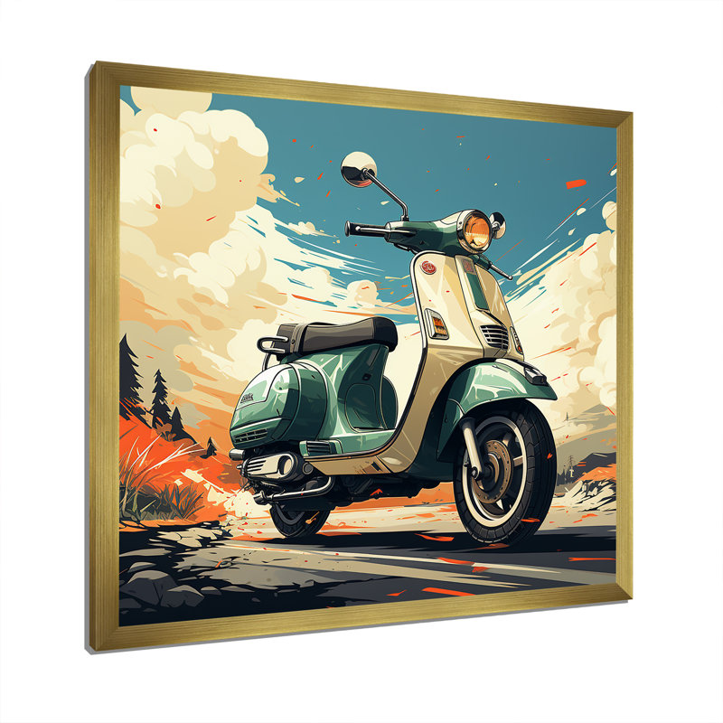 Edgy Scooter Odyssey I sur toile, H 16 po x l 16 po x P 1 po, Cadre doré simple