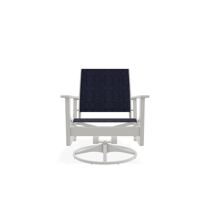 Wexler Outdoor Swivel Lounge Chair, Snow, Moments Navy