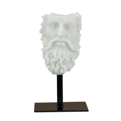 6x5x10" White Fragmented Face Sculpture on Black Stand