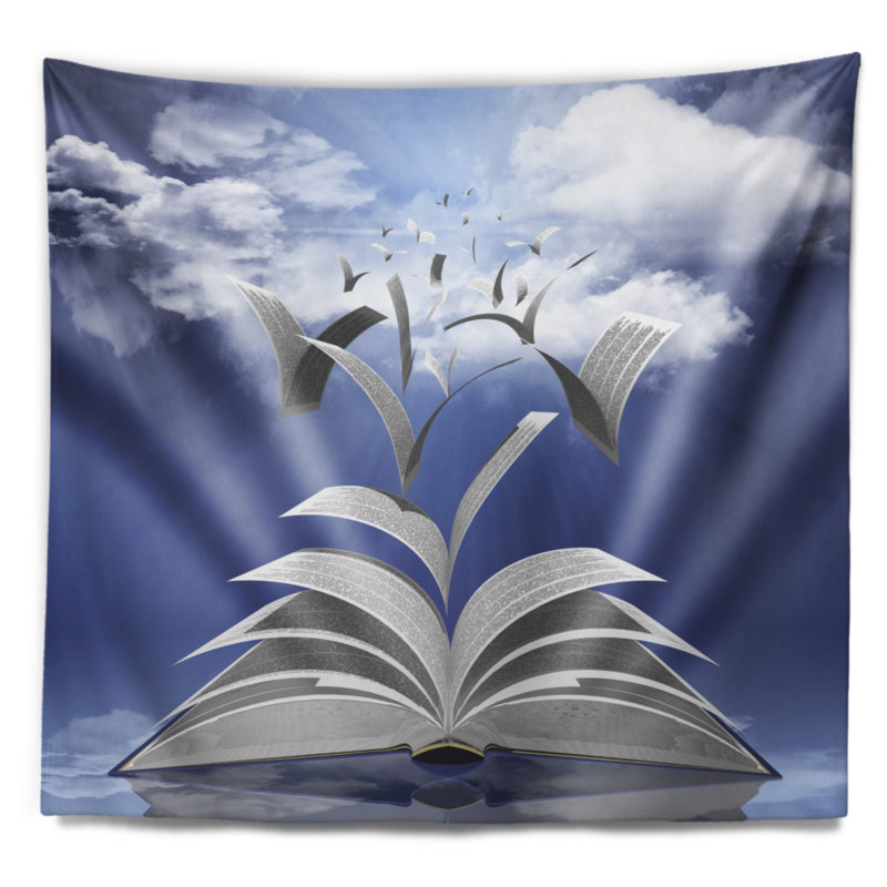 Tapisserie skyward abstract book pages, H 68 po x l 80 po