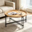 Table basse ronde en bois D32 "X 18" Farmhouse