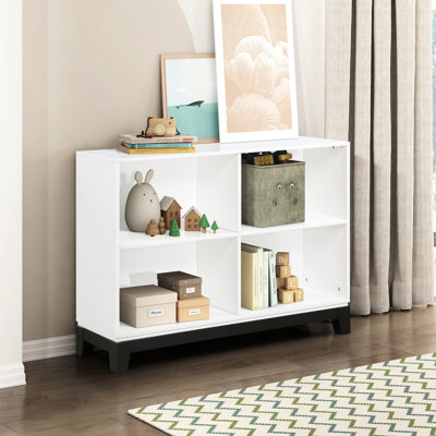 Bibliothèque rustique blanche à 4 tablettes - Mobilier en bois pour espaces de vie et bureaux