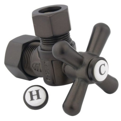 Kingston Brass Vintage 5/8-Inch OD Comp x 1/2-Inch OD Comp Quarter-Turn Angle Stop Valve