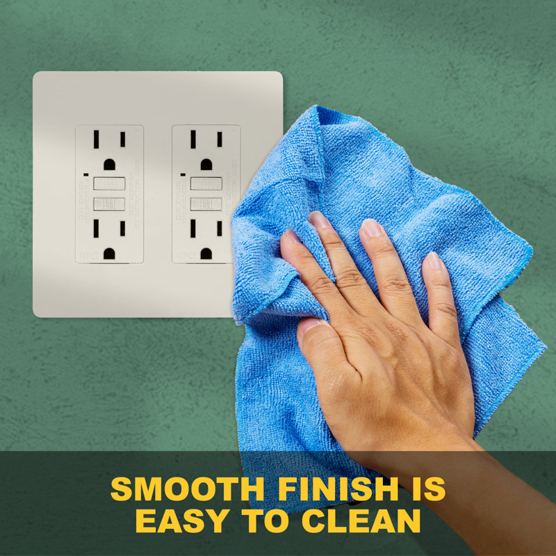 Light Almond Polycarbonate 2-Gang Screwless Wall Plate Set