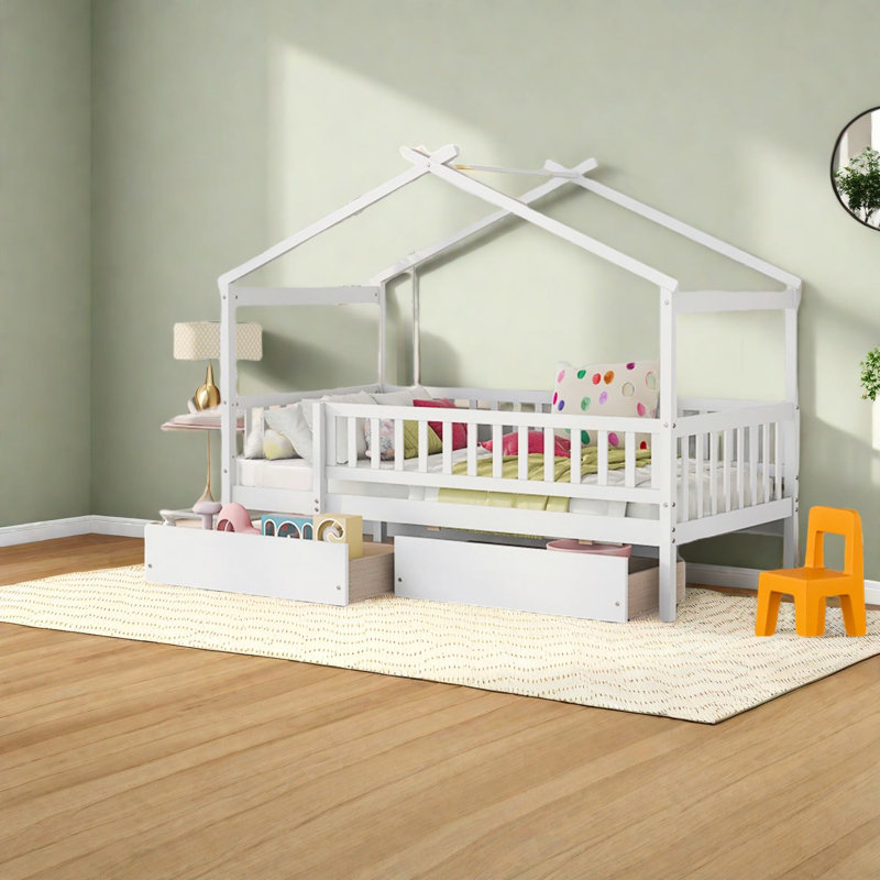 Lits simples en bois compacts avec rangement, conception moderne