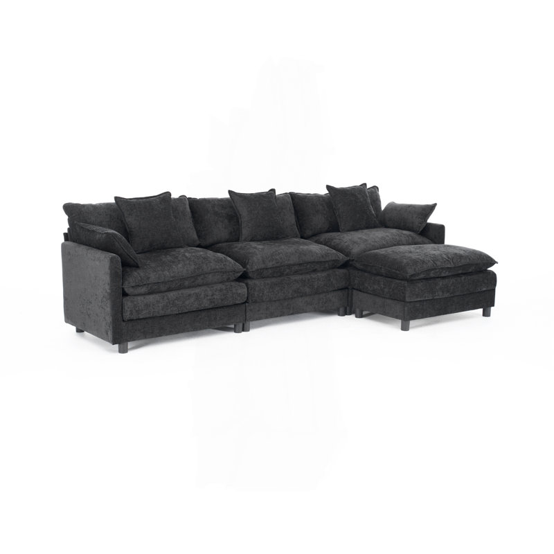 Canapé modulaire en L 108 po avec canapé-lit modulaire en L 108 po avec repose-pieds en chenille et siège profond avec coussin pour le salon, la chambre à coucher et un appartement