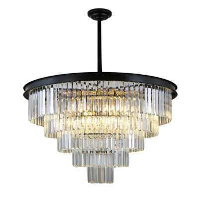 12 Light Crystal Chandelier, Modern Contemporary 5 Tier Hanging Chandelier for Dining Room Living Room Bedroom
