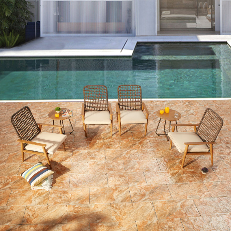 Hartfo 4 - Person Patio Conversation Set with Cushions, Kahki