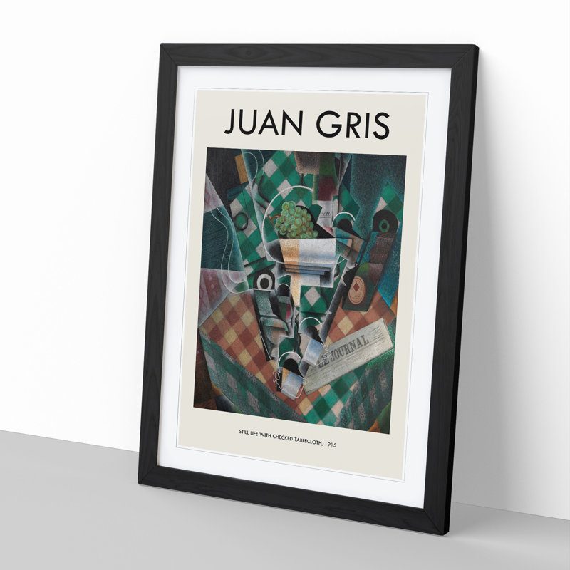 Checked Tablecloth by Juan Gris - Picture Frame Art Prints, Black, 48cm H x 36cm W x 2cm D