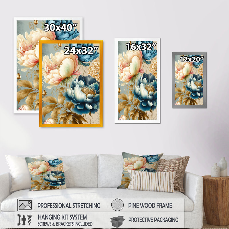 «Vibrant Multi-Color Floral Bunch III», impression sur toile, H 20 po x l 12 po x P 1 po, Impression sur dorée toile encadrée