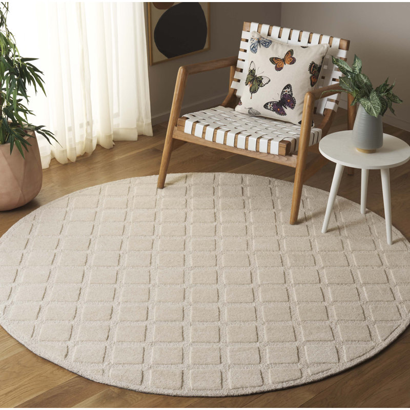 Tapis genre genre 501 beige, Rond 6 pi