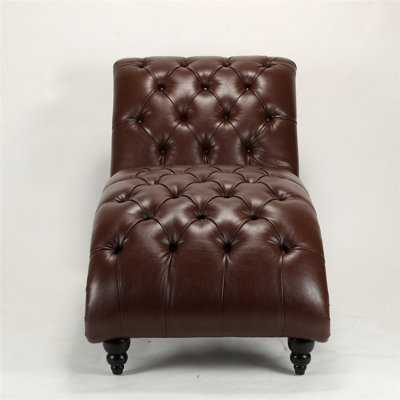 Chaise longue capitonnée en similicuir sans accoudoirs