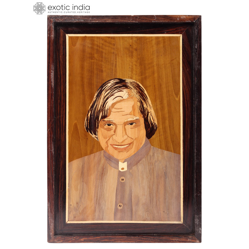 Fabriqué à la main 16 pouces Dr. A.P.J. Portrait de incrustation de bois Abdul Kalam