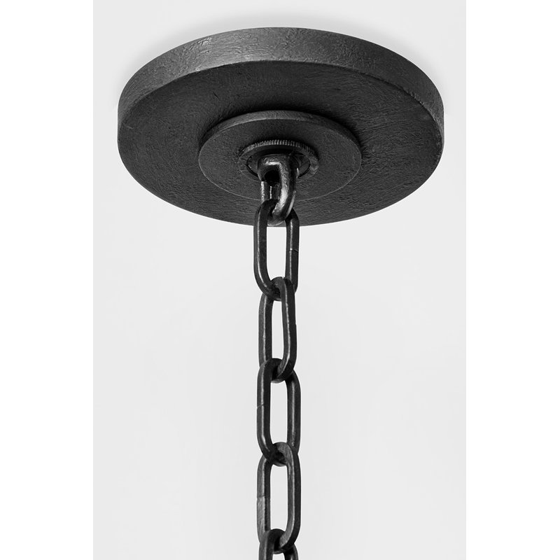 Luminaire suspendu 4 lumières, Fer noir, H 36 po x l 21,25 po x P 21,25 po