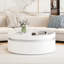 Table basse ronde blanche avec 1 tiroir de 29,5 po (table incluse seulement)