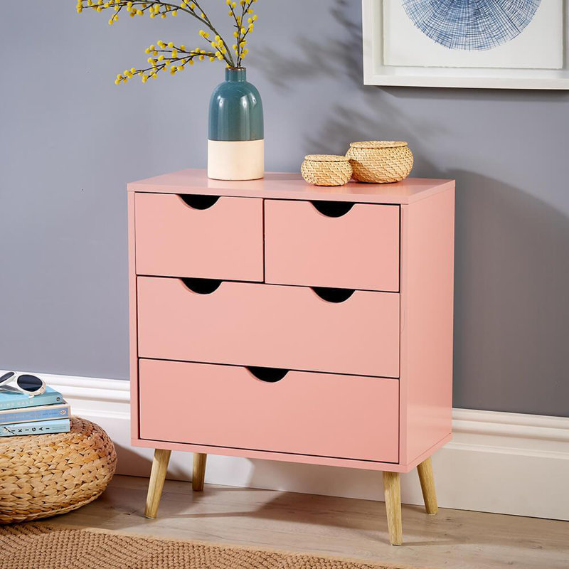 Brashear 4 Drawer 60cm Chest Of Drawers, Pink