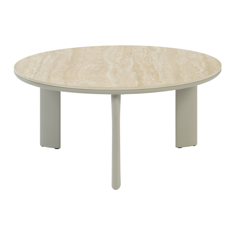 Table basse, plateau en céramique et finition gris clair