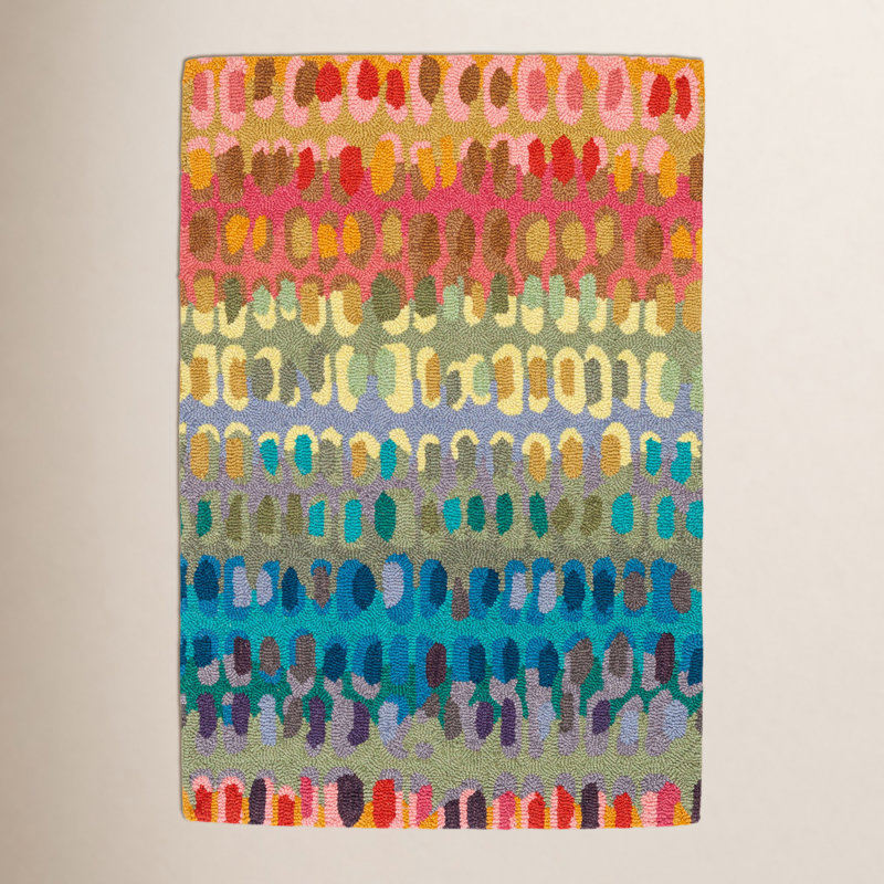 Tapis en laine micro crocheté à la main Paint Chip, Rectangle 7 pi 6 po x 9 pi 6 po