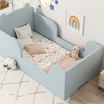 Cadre de lit pour tout-petit, lit de bébé pour les garçons et les filles de 3 à 6 ans, lit pour tout-petit en forme d'ours, cadre de lit