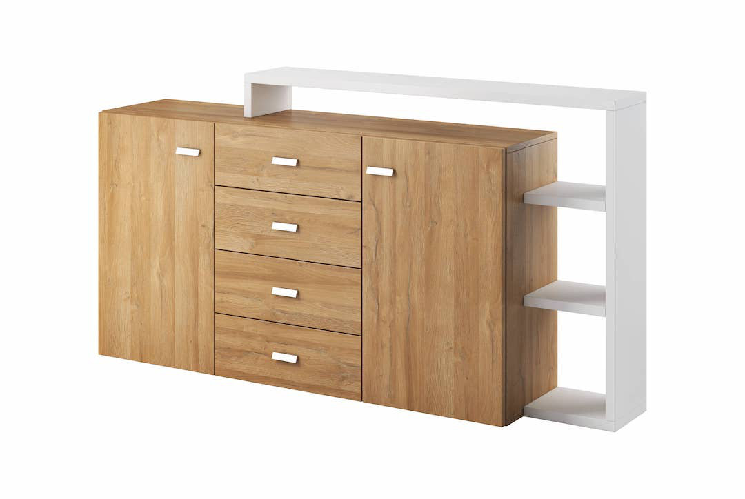 Behesh 27: Elegant Grandson Oak & White Matt Sideboard Cabinet | Versatile Storage Solution - W180cm